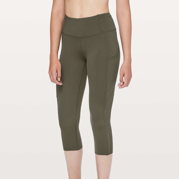 Lululemon Fast & Free Crop II *Nulux 19" Dark Olive - Picture 6 of 6